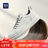 海澜之家HLA男鞋休闲鞋子皮鞋男士透气板鞋HAABXM1EBF161 白灰色40