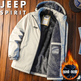 JEEP SPIRIT吉普棉服秋冬季外套加绒加厚保暖户外连帽运动上衣 卡其色 2XL
