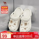 骆驼（CAMEL）洞洞鞋女时尚DIY鞋花休闲凉鞋显高凉拖鞋 L25M071023 米白 36-37