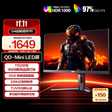 AOC 27英寸2K240Hz 1152分区QD-MiniLED HVA Black HDR1000 快速液晶1ms游戏电竞显示器 逐光Q27G4ZMN