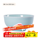 龙泉青瓷米饭碗陶瓷新款创意中式餐具家用加厚吃饭碗大号面汤碗喝粥碗小碗 7英寸粉青碗