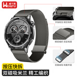 威千图适用于华为手表表带GT6/6pro/GT5/4/5pro/Watch5/4/4p/3p米兰尼斯钢带丨按压款 双磁吸46/48钛灰色