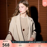 三彩【宋轶同款】【100绵羊毛】2025冬季新款双面呢大衣中长毛呢外套S 燕麦色 XL 170/92A