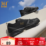 361°运动鞋男鞋秋冬季透气网面跑鞋黑色通勤轻质户外慢跑步鞋 曜石黑/皇冠金【透气网布】 46
