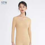 STW.SOTOWELL皮肤衣女隐形超薄冰丝无痕肉色肌底衣长袖打底衫低领隐身内搭秋衣 WB015 上衣 肤色（薄如蝉翼） 大U领 L