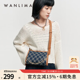 万里马夏潮流牛仔丹宁斜挎包复古马鞍包独特W纹单肩包