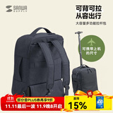 SANWA SUPPLY 6WAY双肩拉杆包 商务背包带轮 拉杆书包男女旅行包登机包行李包 深蓝【22升双隔层18英寸可登机】