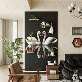 黑白高级感天鹅洞洞板置物架入户玄关墙面装饰电箱遮挡定制收纳架 定制【0.1平方价格】联系客服