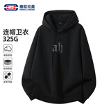 GENIOLAMODE连帽卫衣男春秋季简约时尚印花百搭宽松青少年衣服男装 黑色 L