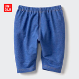 优衣库婴幼儿宝宝紧身裤/7分打底裤宽松款仿牛仔弹弹裤473632 65 宝蓝色 90