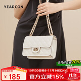 意尔康包包女包斜挎菱格链条包时尚小香风女士单肩包包女款2025年米白