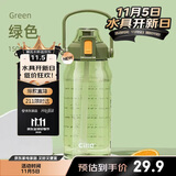 希乐tritan水杯男女大容量运动健身户外水壶带吸管杯子塑料杯1.5L青色