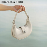 CHARLES&KEITH三角扣新月包腋下包单肩包包女包女友生日礼物CK2-50271205 粉白色Chalk S