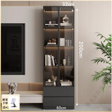 椿野奕喜玻璃门酒柜客厅2025新款轻奢展示柜书柜一体靠墙储物柜电视边柜 高奢灰1（不含灯）