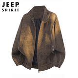 JEEP SPIRIT吉普外套男士皮衣夹克男春秋季上衣服高端休闲运动美式男装