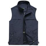 北狼盾 男士薄款马甲休闲透气坎肩立领背心可印字7929 蓝色 2XL 155-170斤