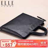 ELLE HOMME男士公文包 时尚真皮手提包 休闲商务电脑包牛皮男包262510黑色