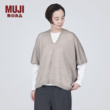 无印良品（MUJI）女式 羊毛 可水洗 高针距 斗篷毛衣 V领针织衫冬季女款 BA1NAA3A 燕麦色 M（160/84A）