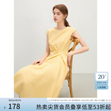 范思蓝恩设计感收腰显瘦连衣裙女夏季2025新款无袖中长款裙子2300 布丁黄 M
