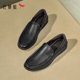 红蜻蜓休闲鞋男秋冬透气软底商务一脚蹬男士休闲鞋皮鞋WTA7423黑色42