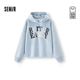 森马（Semir）商场同款|卫衣女冬字母oversize加绒2025高街打底衫101725116017