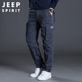JEEP SPIRIT吉普工装裤男秋冬季直筒休闲裤男士宽松多口袋男裤 深灰 2XL