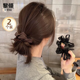 黎倾网纱蝴蝶结小肠发圈【2个】高级感头绳简约高弹力马尾发绳发饰