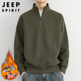 JEEP SPIRIT吉普半拉链卫衣男秋冬季韩版立领针织衫男潮流上衣 橄榄绿 XL