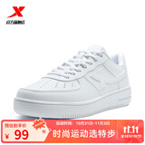 特步男鞋运动鞋空军一号情侣板鞋百搭休闲鞋时尚耐磨防滑运动鞋潮板鞋 新白色【男款新版】 41