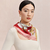 万事利WENSLI真丝丝巾桑蚕丝女士方巾63cm妈妈生日礼物丝巾礼盒  玉兰赋