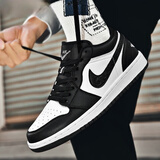 莆田男鞋秋季经典空军一号男aj低帮板鞋男女情侣款透气休闲运动鞋 空军NK黑白熊猫 42 (260mm)