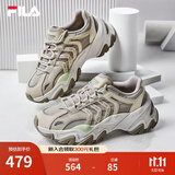 FILA斐乐女鞋休闲鞋鱼刺二代老爹鞋运动鞋增高厚底慢跑鞋SOFIA Ⅱ 银云/羽毛灰-SF 40