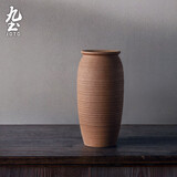 九土手工粗陶花瓶摆件日式禅意花器家居复古花插茶桌上室内插花道器皿 咖啡色款