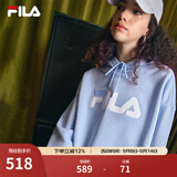 斐乐（FILA）官方多彩卫衣长袖情侣装宽松时尚运动连帽套头衫男女上衣印花 （加绒）纯真蓝-LB M 170/92A