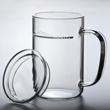 索姵其（Suopeiqi）月牙杯玻璃泡茶杯 彩把月牙杯玻璃泡茶杯耐热过滤玻璃杯 家用大 透明把月牙杯 内扣玻璃盖470ml