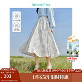茵曼（INMAN）法式碎花高级感2025夏女新款休闲中长吊带连衣裙子 白底蓝花半身裙-18412674 M