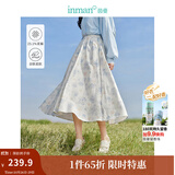 茵曼（INMAN）法式碎花高级感2025夏女新款休闲中长吊带连衣裙子 白底蓝花半身裙-18412674 S