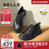 百丽商务皮鞋男秋新商场同款舒适牛皮休闲皮鞋加绒8ND01DM4预售 黑色-单里 41 (255mm)