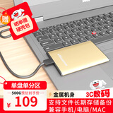 黑甲虫 (KINGIDISK) 500G USB3.0 移动硬盘 SLIM系列 2.5英寸 中国金 9.5mm金属纤薄 抗震抗压 SLIM500