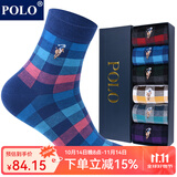 POLO袜子男彩色格子中筒男袜6双装 秋冬中厚保暖英伦潮流吸汗棉袜 6双 六色【型号622】 均码 39-45码鞋合适