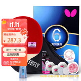 蝴蝶（Butterfly）六星级乒乓球拍直拍双面反胶专业比赛单拍602内含拍套