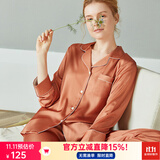 意芬（Arachne）睡衣女春秋款冰丝薄款夏天丝绸女士春季仿真丝男秋季情侣家居服夏 C8001-焦糖-女 L