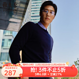 雅戈尔（YOUNGOR）羊毛衫男全绵羊毛羊毛衫舒适暖和厚度适中温暖舒适可内搭翻领衬衫 VYQW639994FYA藏青 M 100cm