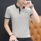 貉 短袖t恤男韩版夏季纯色棉T恤翻领polo青年体恤半袖衣服打底衫男 卡其色 L
