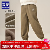 罗蒙童装男童加绒裤子2025春季儿童一体绒灯芯绒宽松长裤 卡其 130