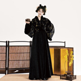 芷蘅间 雪落霓裳 原创设计汉服女秋冬2025新款新中式汉元素国风通勤套装 黑色上衣一件 预售30天 均码
