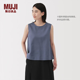 无印良品（MUJI） 女式 汉麻棉无袖罩衫 上衣女款背心坎肩 女装夏季 BC2MRC5S 烟熏蓝色 S （155/80A）