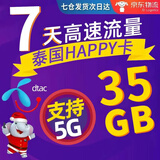 泰国电话卡happy卡无限4g/5g普吉岛清迈曼谷7/10天手机上网流量卡 7天35GB流量/京东仓