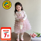 G.duck小黄鸭童装女童连衣裙春秋儿童裙子公主裙女孩蓬蓬蛋糕裙生日礼服 粉色 110 建议4~5岁【100-110cm】cm