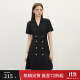 范思蓝恩正式气质通勤连衣裙女夏季收腰显瘦面试西装裙 黑色 XS